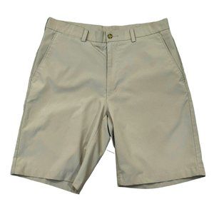 PGA Tour Mens Golf Shorts Size 32 Beige Tan Chino Flat Front Pockets Polyester